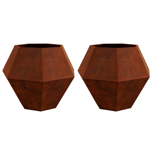 Jardinera 2 Pcs Oxidado 100 X 100 X 80 Cm Acero Autopatinable_0