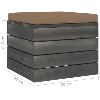 Vidaxl Otomana De Palets De Jardín Con Cojín Gris Taupe Madera De Pino_5