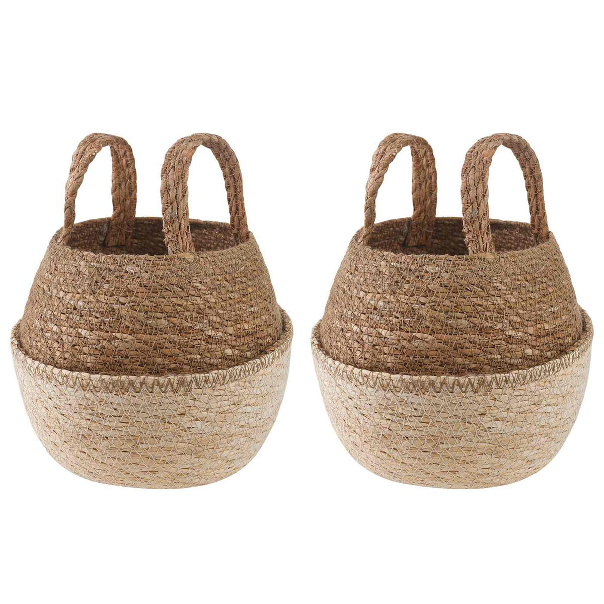 Maceta Con Asas 2 Uds. Blanco Ø 22 X 20 Cm 100% Hierba Marina_0
