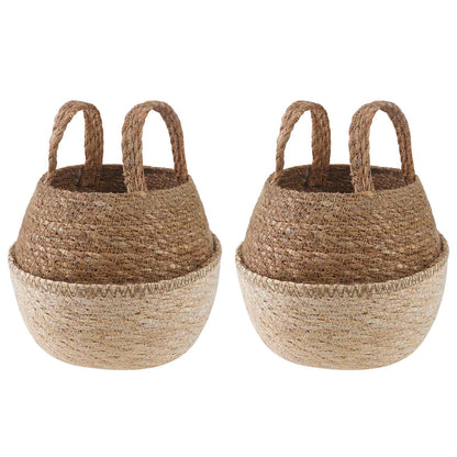 Maceta Con Asas 2 Uds. Blanco Ø 22 X 20 Cm 100% Hierba Marina_0