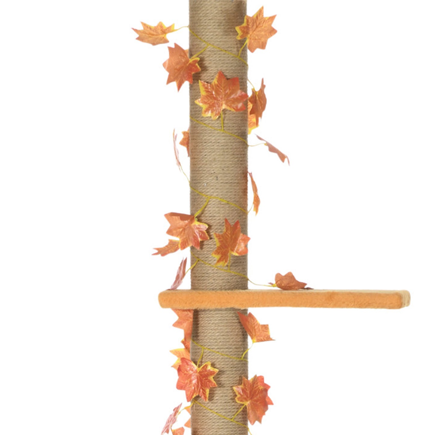 Pawhut Árbol Para Gatos De Suelo A Techo De 202-242 Cm Con 3 Plataformas Naranja_3
