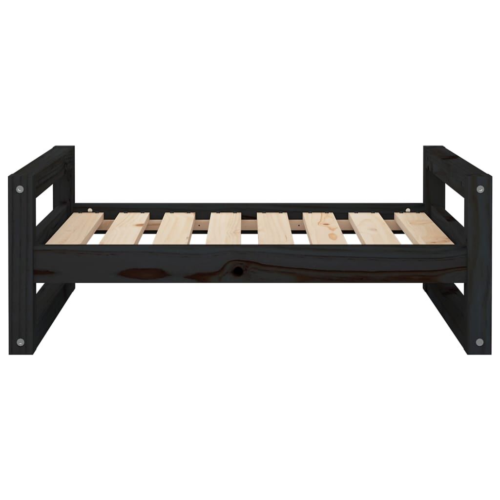 Vidaxl Cama Para Perros Madera Maciza De Pino Negro 75,5x55,5x28 Cm_4