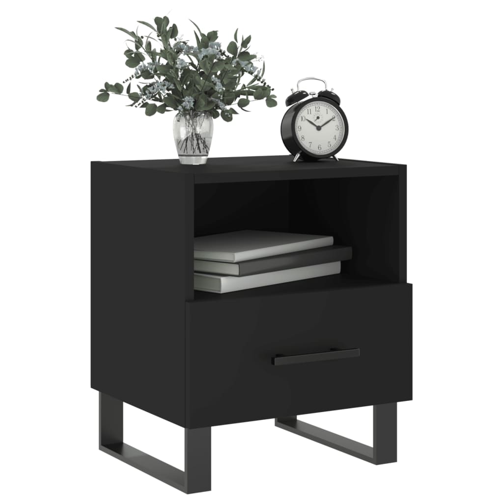 Mesitas De Noche 2 Uds Madera Ingeniería Negro 40x35x47,5 Cm_2