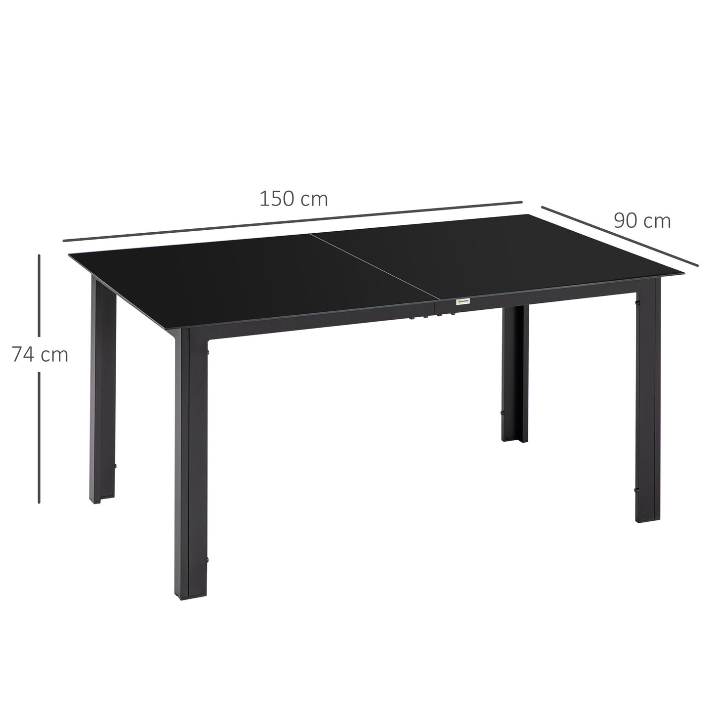 Outsunny Mesa De Jardín Rectangular Para 6 Personas 150x90x74 Cm Negro_2