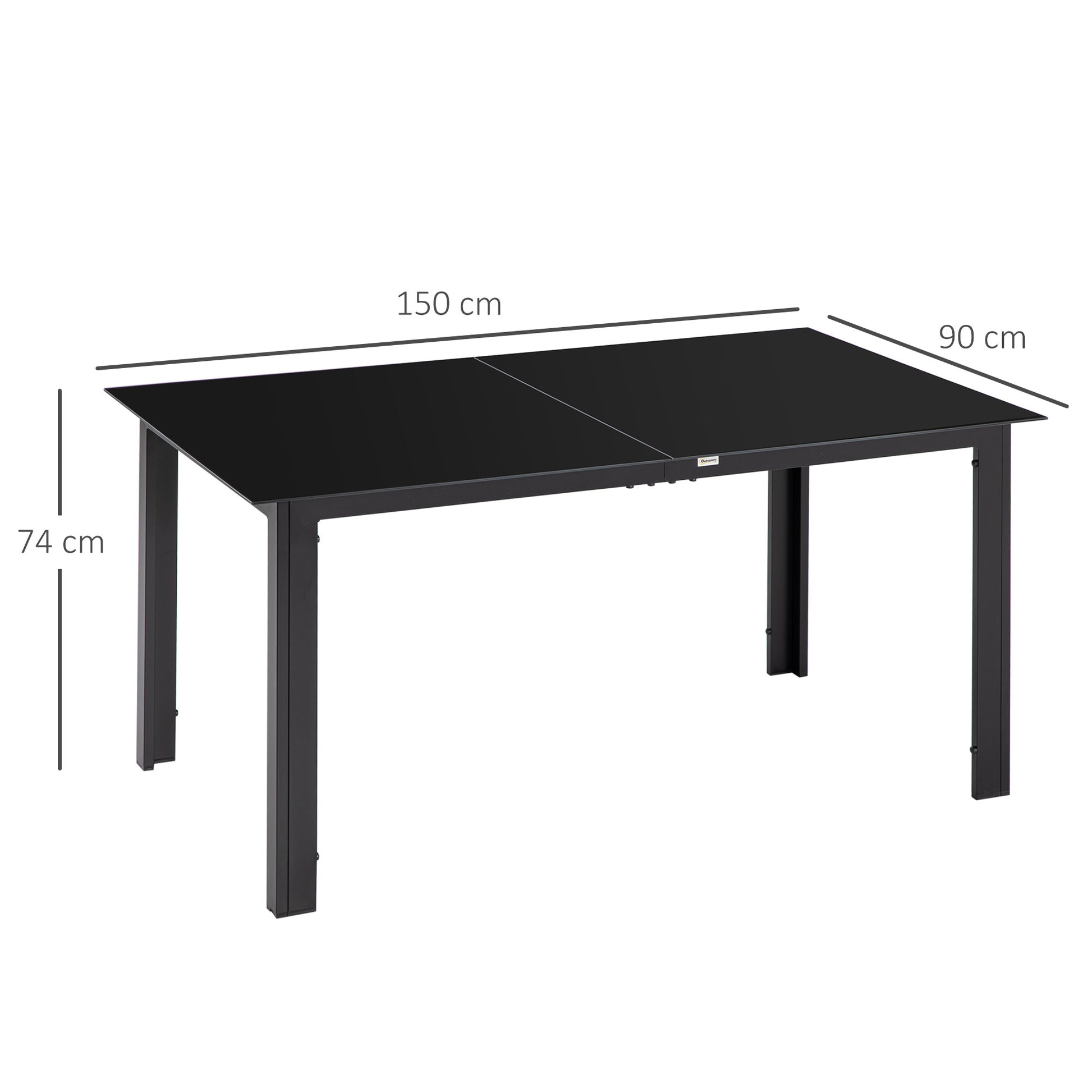 Outsunny Mesa De Jardín Rectangular Para 6 Personas 150x90x74 Cm Negro_2