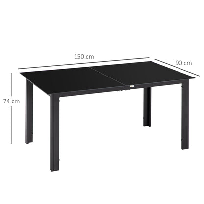 Outsunny Mesa De Jardín Rectangular Para 6 Personas 150x90x74 Cm Negro_2