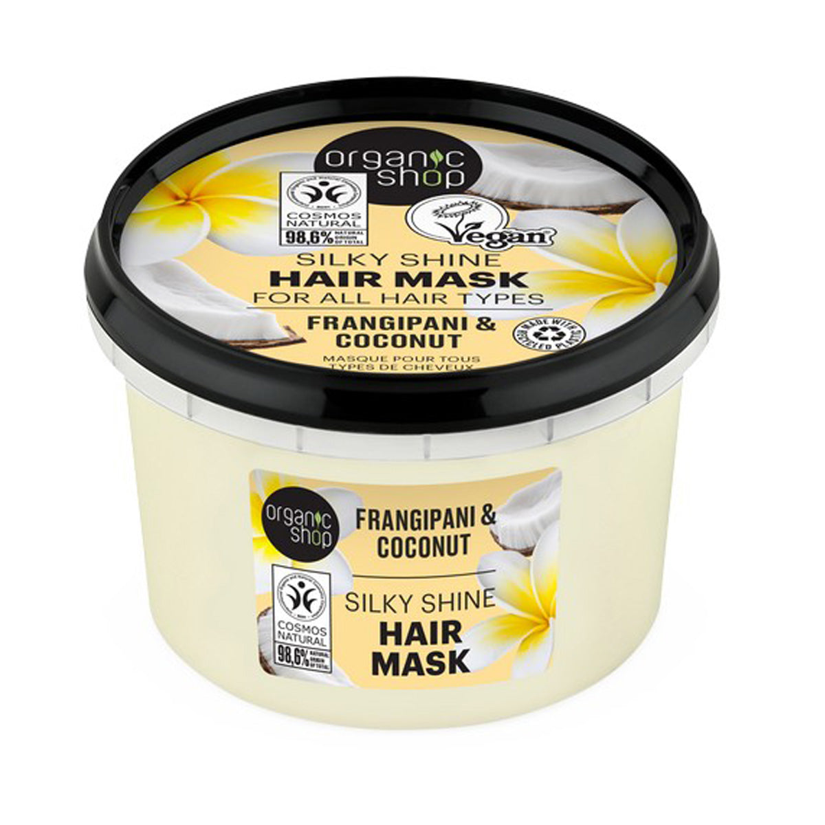 Máscara de Frangipani e Coco para todos os tipos de cabelo, Organic Shop, 250 ml
