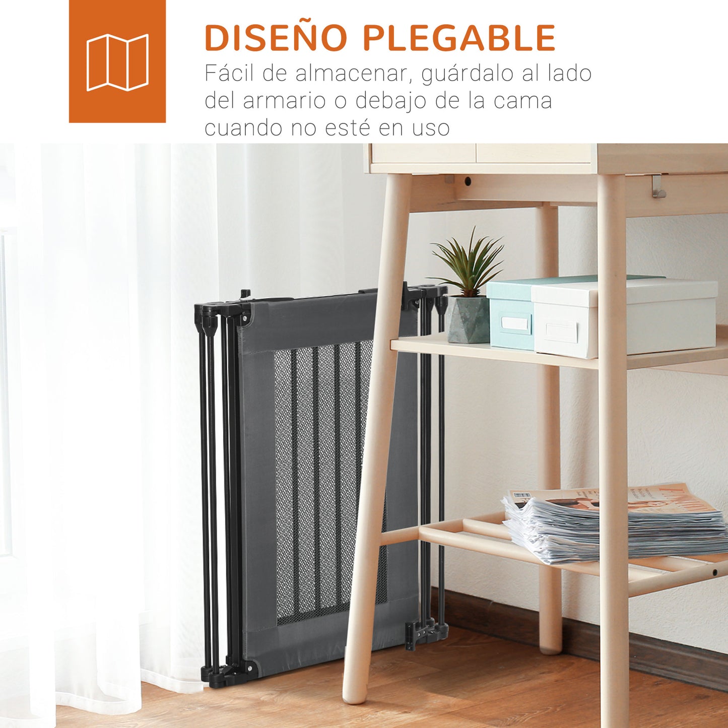 Pawhut Barrera De Seguridad Para Perros Plegable De 3 Piezas 203x74 Cm Negro_3