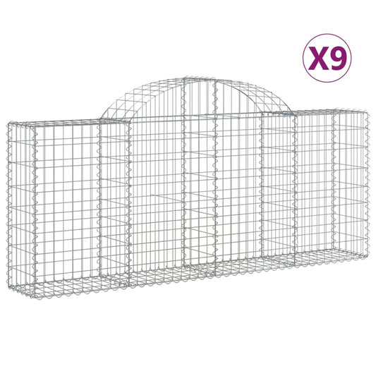 Cestas De Gaviones 9 Uds Forma De Arco Hierro 200x30x80/100 Cm_0