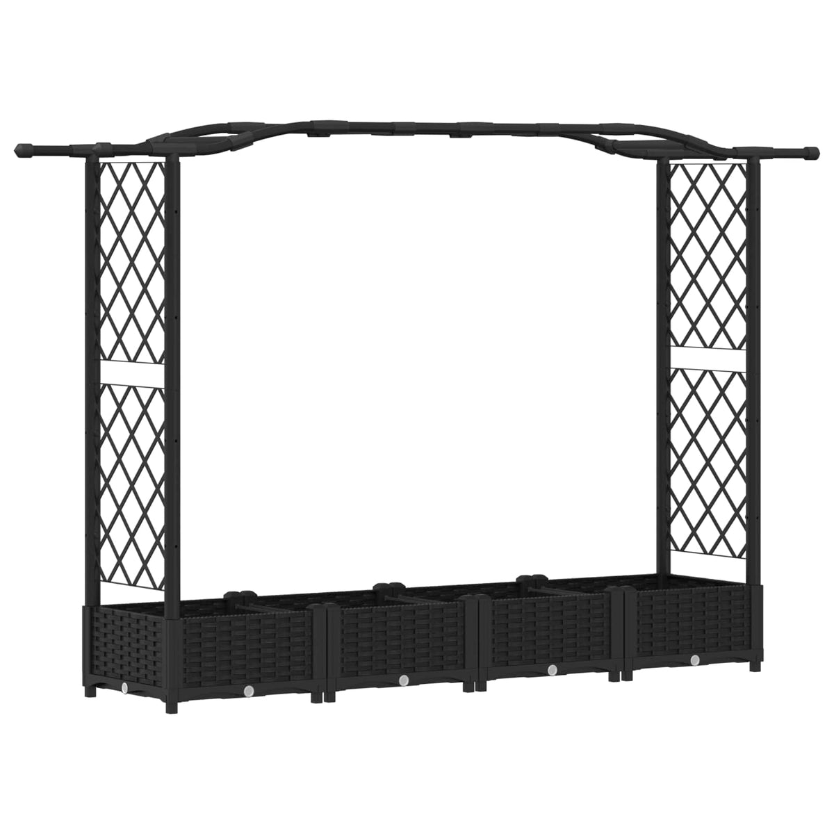 Cama Elevada Con Trellis Y Techo Negro 207 X 40 X 123 Cm Pp_0