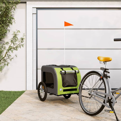 Vidaxl Remolque De Bicicleta Mascotas Hierro Tela Oxford Verde Gris_1