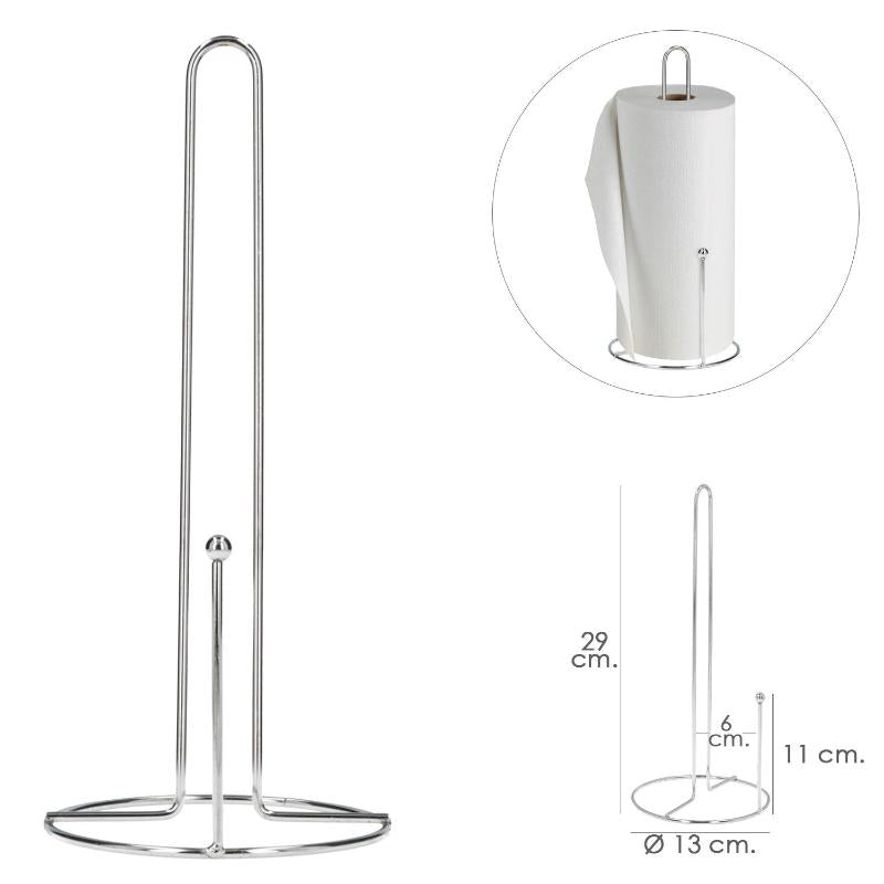 Portarrollos Papel Cocina Vertical, Cromado, 13x29 Cm.