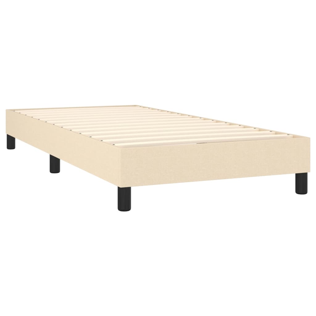 Cama Box Spring Colchón Y Luces Led Tela Color Crema 90x190 Cm / Vetonek_3