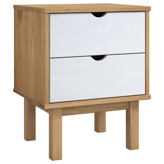 Mesita De Noche Otta Madera De Pino Marrón Y Blanco 45x39x57 Cm_0