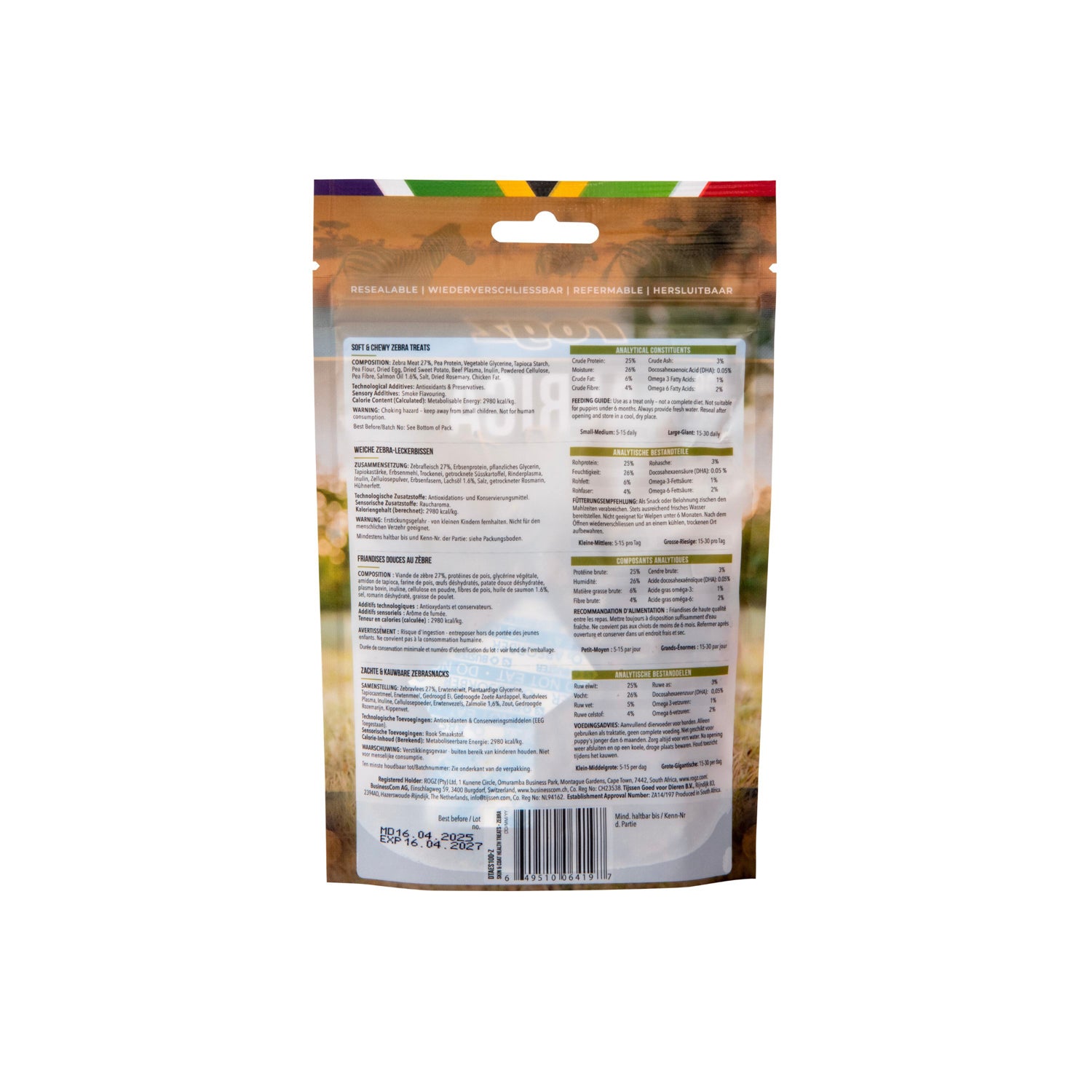 Rogz Snack Piel Y Pelo Para Perros De Cebra 6x100g Con Omega 3 Y 6_3