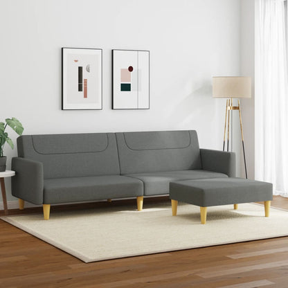 Sofá Cama De 2 Plazas Con Taburete Tela Gris Oscuro / Vetonek_5