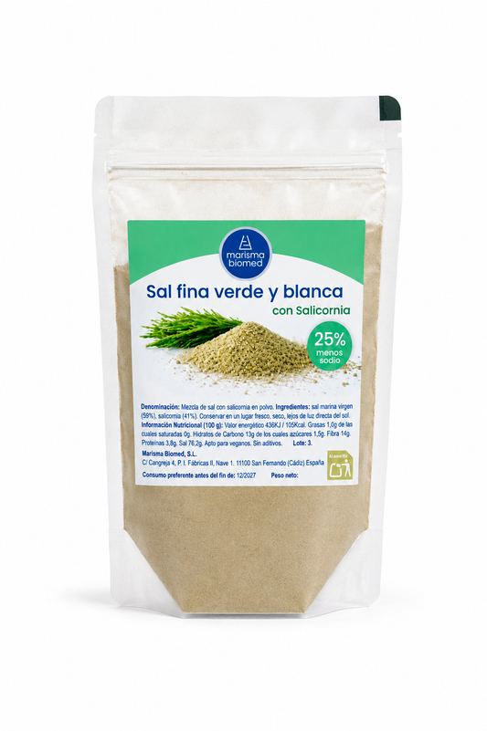 Sal Fina Verde Y Blanca | Salicornia Y Sal Marina Virgen Bio | 25% Menos Sodio 50 g_0