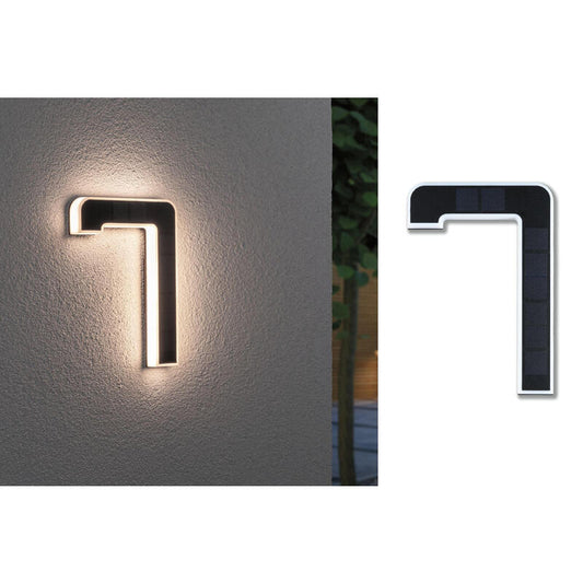 Luz Solar De Fachada Led Casa Número 7 3000k Ip44 Bateria Reemplazable / Negro_0
