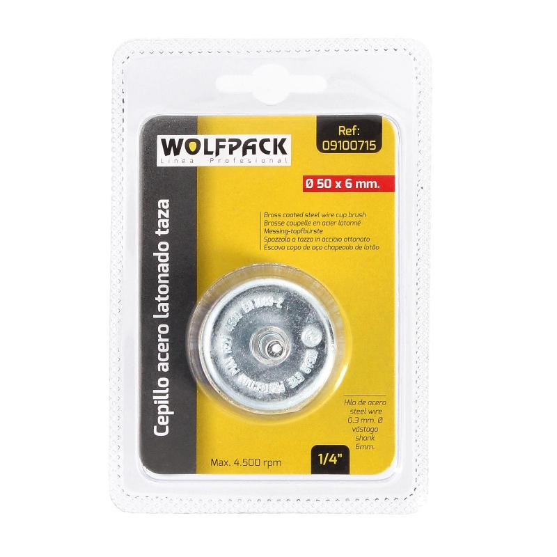 Cepillo Acero Latonado Para Taladro Taza Ø 50 Mm. Espiga 1/4 Cepillo Taladro Alambre Latón, Cepillo Limpieza, Cepillo Pulir.