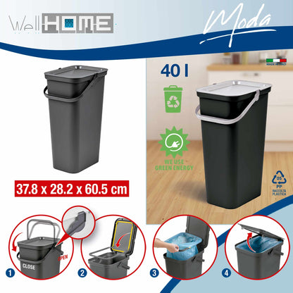 Set De 2 Papeleras moda 40l Grafito Con Asa