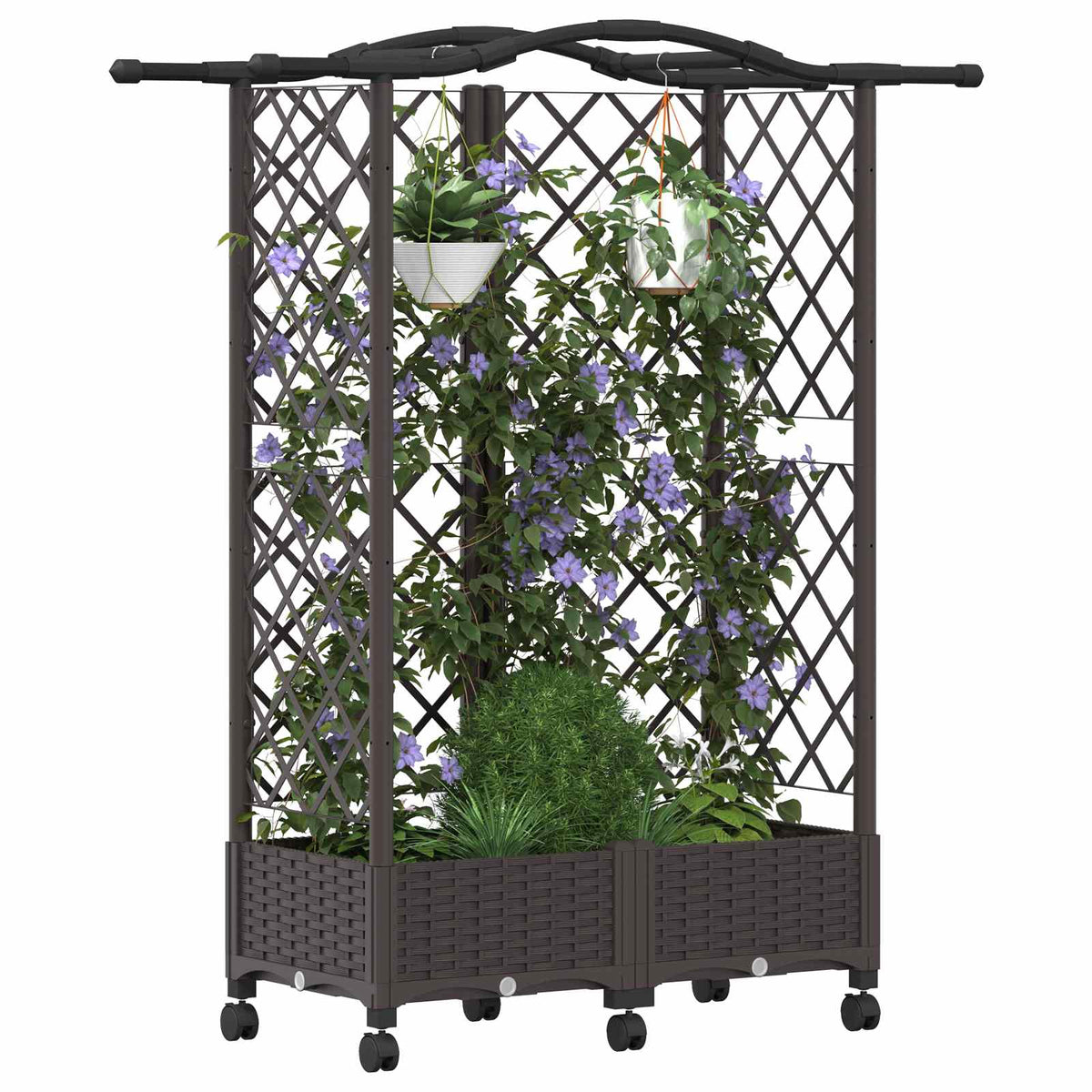 Cama Elevada Con Trellis Y Techo Marrón 124 X 40 X 129 Cm Pp_2