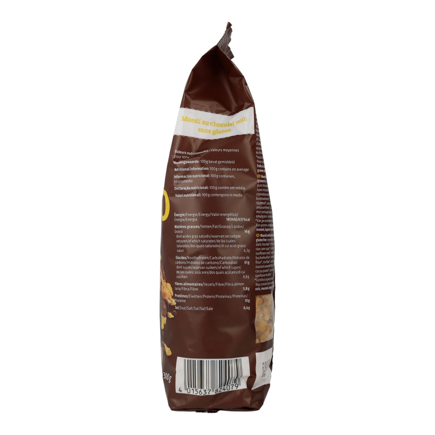 Muesli Crocante Sem Glúten Bauckhof com Chocolate Negro 300g