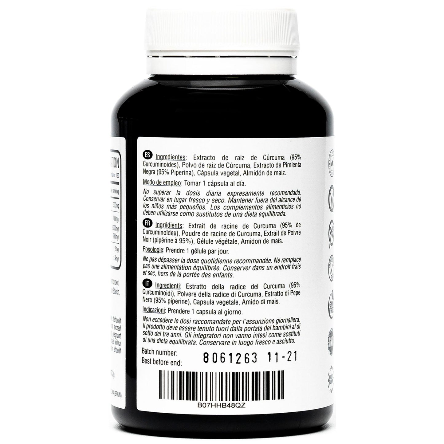 Cúrcuma 6000 mg com Pimenta Hivital 120 Cápsulas Vegan 