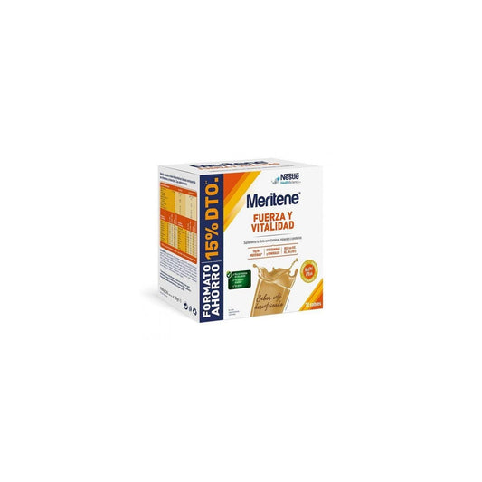 Shake Força e Vitalidade, Sabor Café Descafeinado, Formato Económico, Meritene. 30 saquetas x 30g