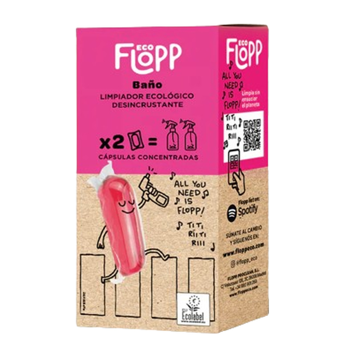 Kit de limpeza para casa de banho ECO Reffil Flopp com 2 cápsulas