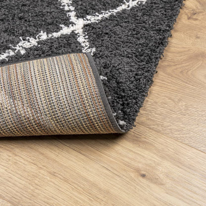 Vidaxl Alfombra De Pelo Largo Moderna Pamplona Negro Y Crema 60x110 Cm_4