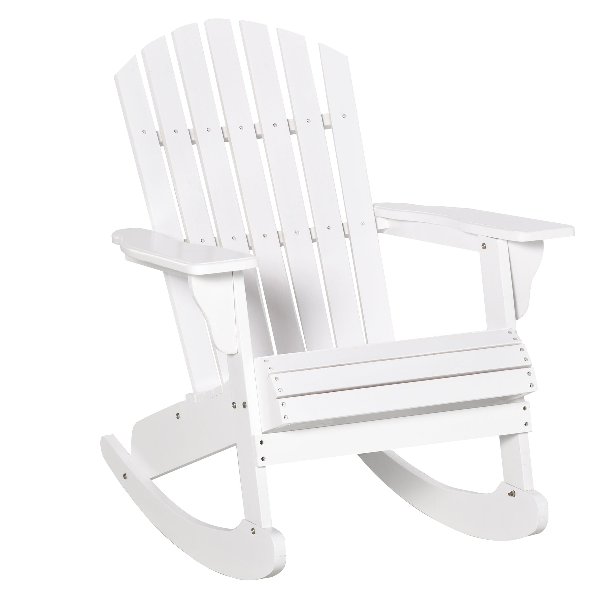 Outsunny Silla De Jardín Mecedora Silla Adirondack De Madera 77x94x97cm Blanco_0
