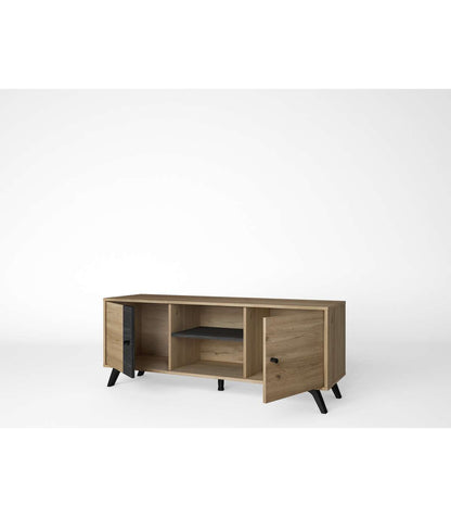 Mueble Televisión Natur 2 Puertas 2 Huecos Acabado Natural/bocamina, 136.3cm(ancho) 53.1c_1