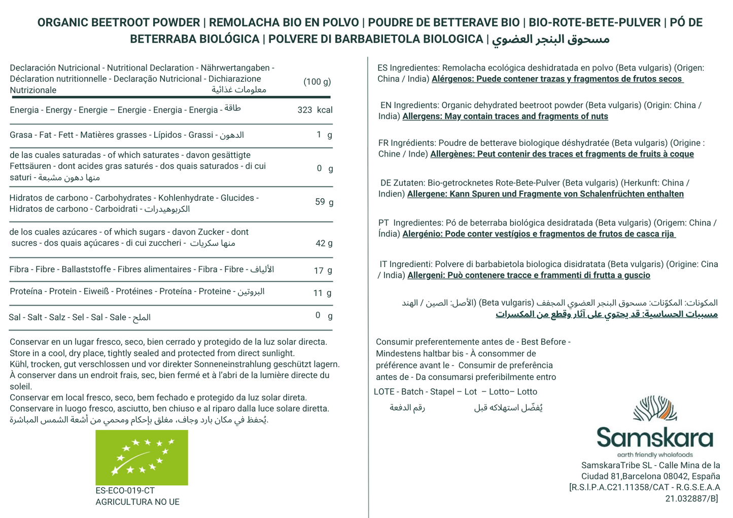 Remolacha En Polvo Bio - 1kg | Superalimento Ecológico Vegano En Polvo Para Batidos Y Repostería, Sin Gluten_1