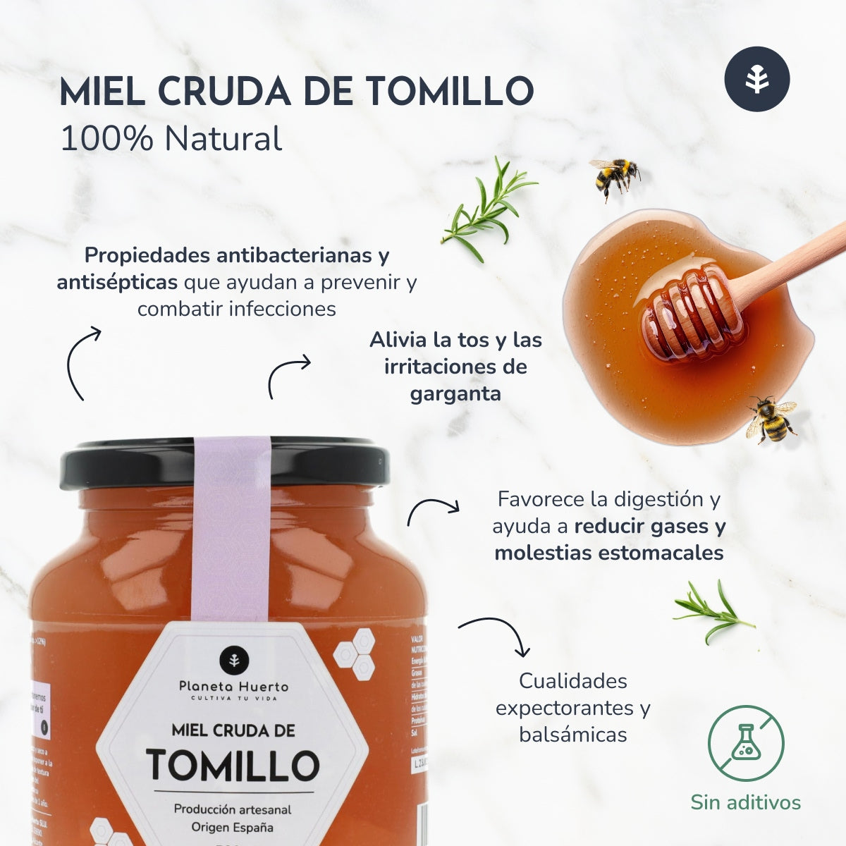 Mel de Tomilho Cru Planeta Huerto 1 Kg