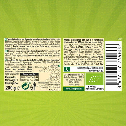 Creme de Avelã e Alfarroba Naturgreen, 200 g