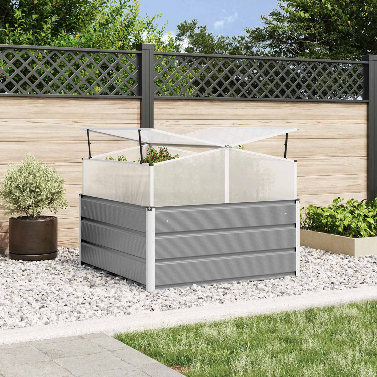 Jardinera Gris Claro 100 X 100 X 77 Cm Acero Galvanizado_1