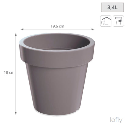 Maceta De Plastico Lofly En Color Gris 19,6 (largo) X 19,6 (ancho) X 18,1 (alto) Cm
