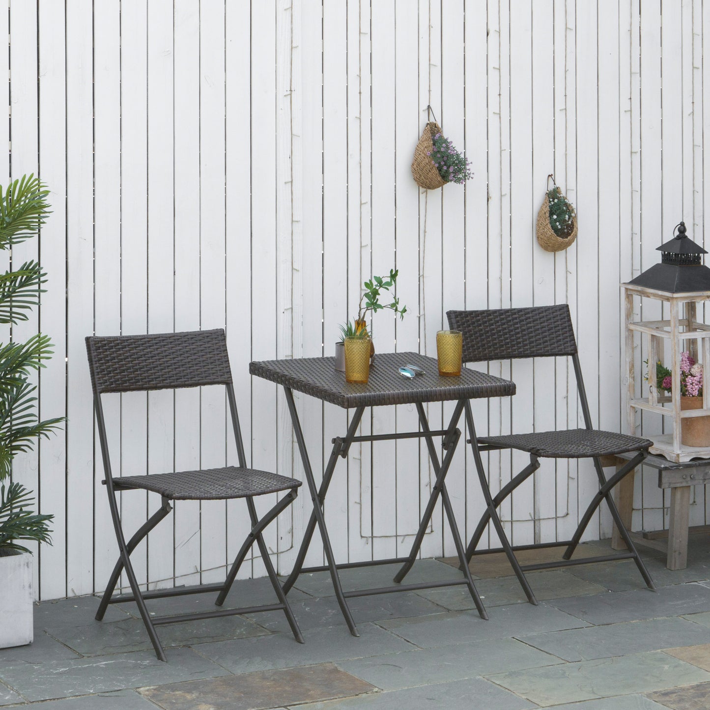 Outsunny Conjunto De Muebles Ratán De Jardín O Terraza 1 Mesa Y 2 Sillas_1