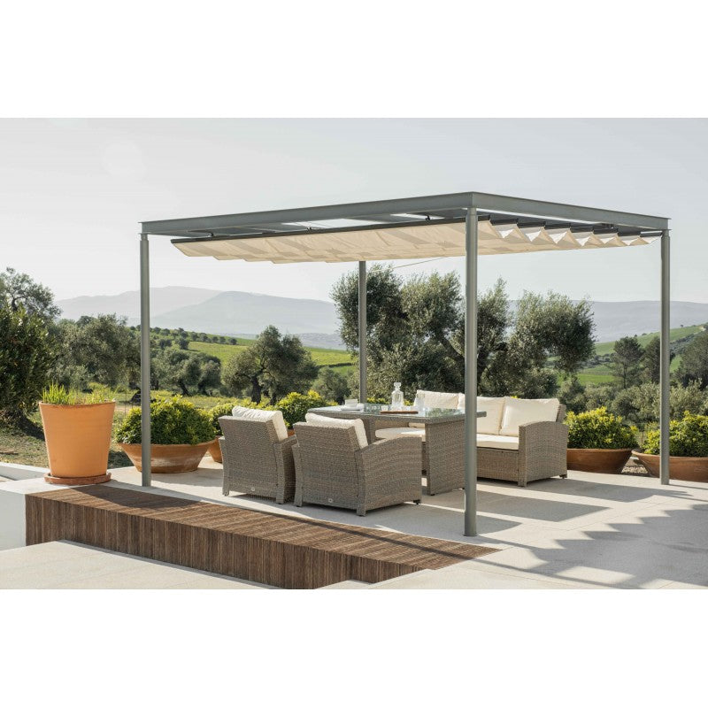 Muebles De Jardín Comedor New York 5 Plazas Ratán Sintético Beige Kiefergarden_1