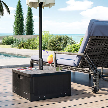 Outsunny Base Para Sombrilla Exterior 3 En 1 Mesa Auxiliar Macetero Negro_1