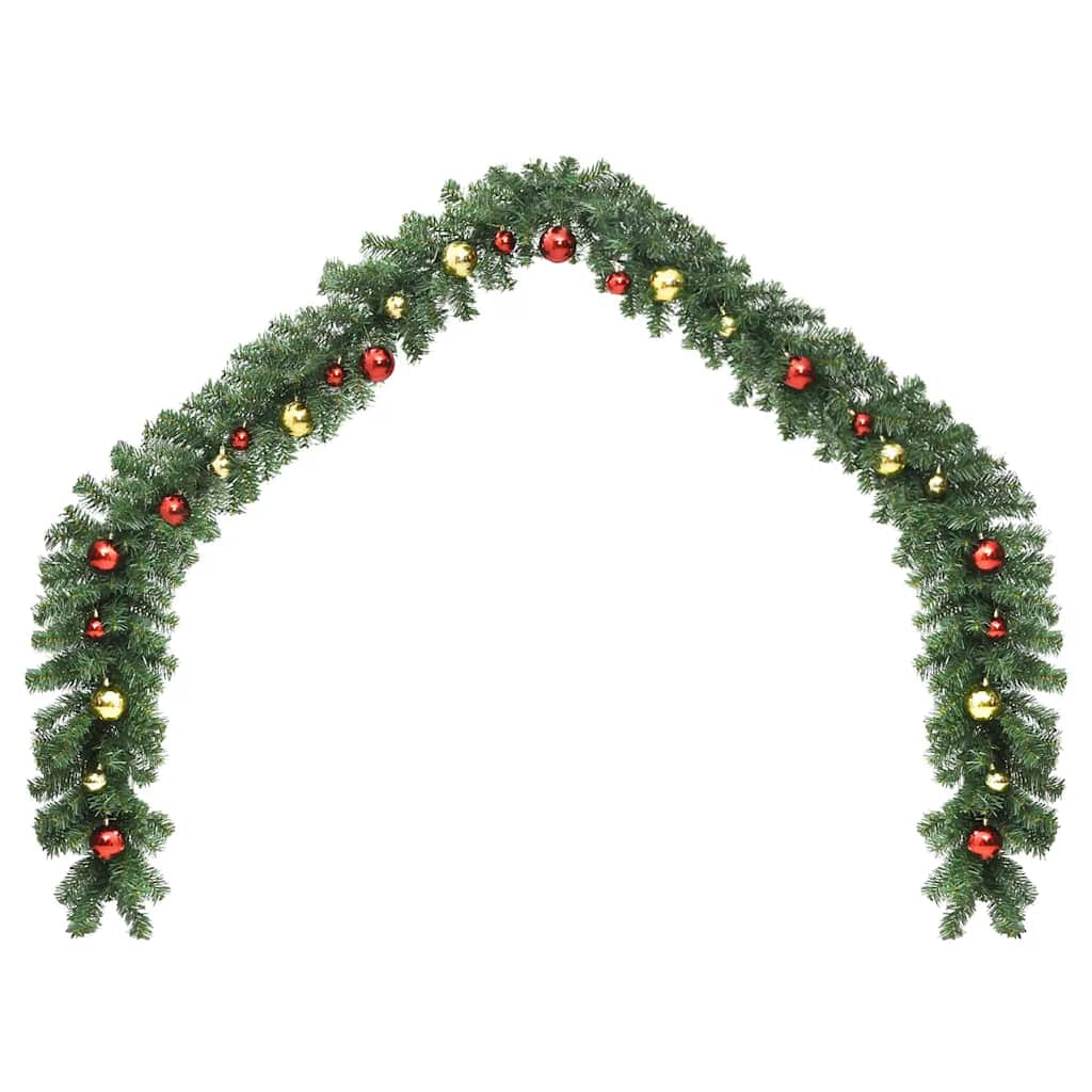 Vidaxl Guirnalda De Navidad Decorada Con Bolas Y Luces Led 20 M_0