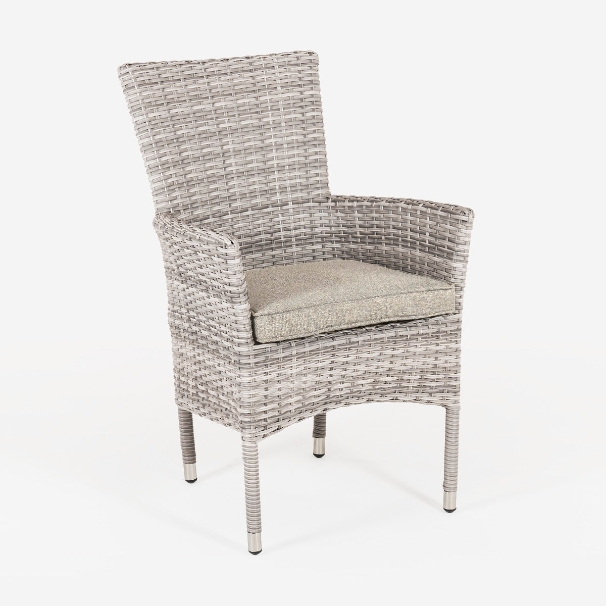 Sillón Apilable, Moderno, Aluminio Y Ratán Sintético Plano, Color Gris Claro, Sillon:55x62x92_2