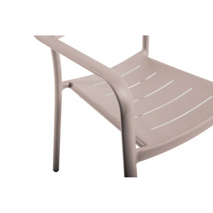 Lote De 4 Sillas Apilables De Jardín Inari Aluminio Topo Nuez Moscada - Muebles De Jardín -56x58xh85cm_3