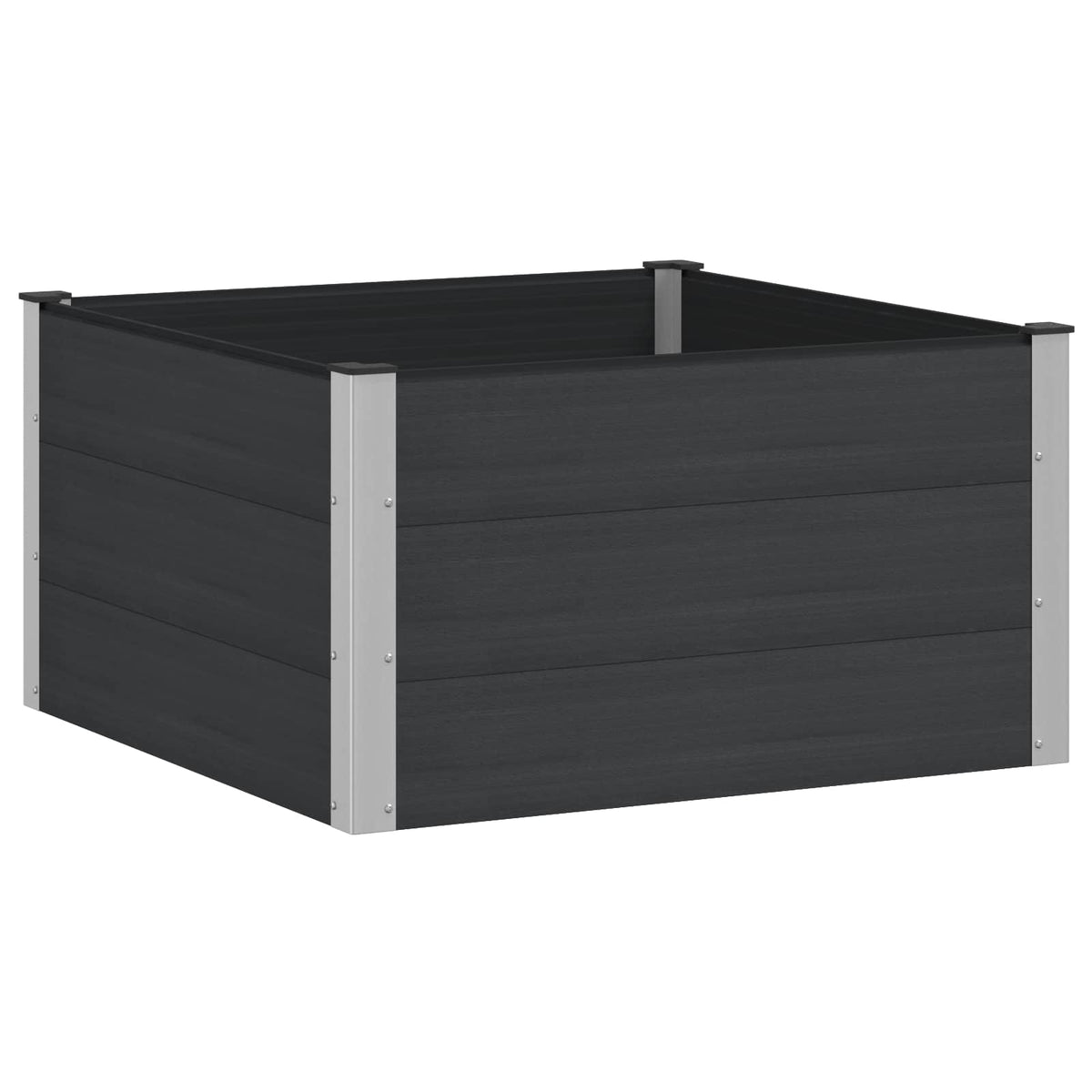 Arriate Elevado Negro 100 X 100 X 54 Cm Wpc Y Aluminio_0
