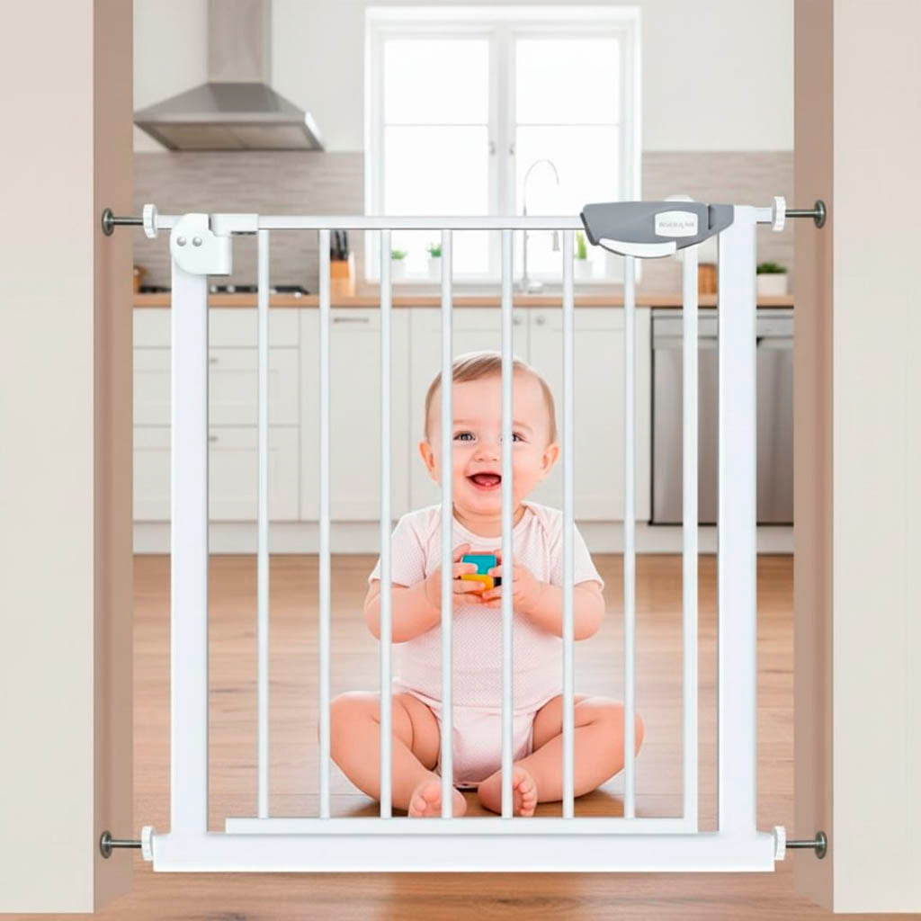 Bathby | Valla De Seguridad Infantil Y Para Mascotas, Ancho Ajustable De 75 A 84 Cm, Color Blanco_3
