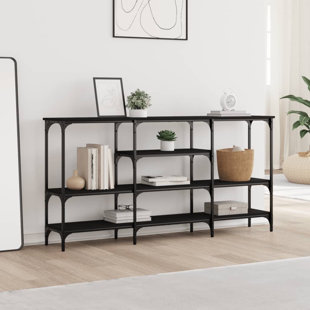 Mesa Consola Madera De Ingeniería Negra 160x29x80 Cm_1
