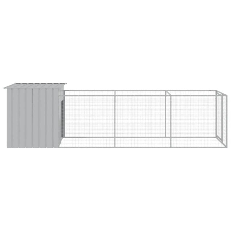 Caseta Para Perros Con Corredor Gris Claro 110x405x110 Cm Acero Galvanizado_3