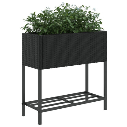 Jardineras Con Estante 2 Uds Ratán Sintético Negro 70x28x70 Cm_3