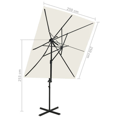 Vidaxl Sombrilla Jardín Voladiza Con Cubierta Doble Arena 250x250 Cm_2