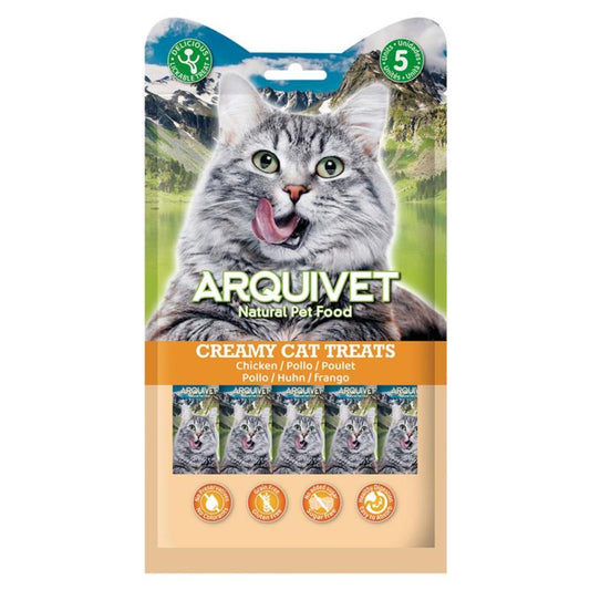 Petiscos cremosos para gatos Arquivet Snack cremoso de frango 5x14 g